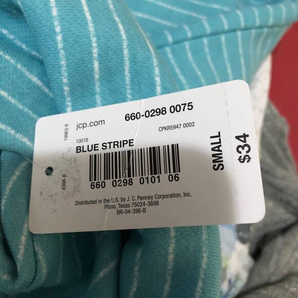 Flirtitude Active SMALL Lightweight Blue Striped Raw Hem Cropped Sweatshirt - Picture 9 of 10